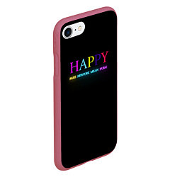 Чехол iPhone 7/8 матовый HAPPY, цвет: 3D-малиновый — фото 2