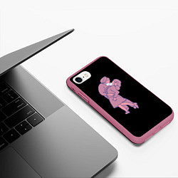 Чехол iPhone 7/8 матовый Covid-19 love короналюбовь, цвет: 3D-малиновый — фото 2