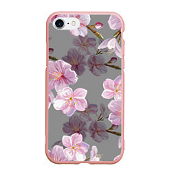 Чехол iPhone 7/8 матовый САКУРА, цвет: 3D-светло-розовый