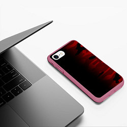 Чехол iPhone 7/8 матовый RED BLACK MILITARY CAMO, цвет: 3D-малиновый — фото 2