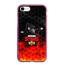 Чехол iPhone 7/8 матовый BRAWL STARS:CROW, цвет: 3D-малиновый