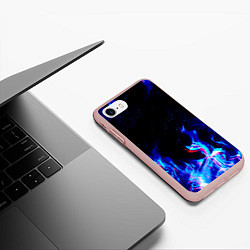 Чехол iPhone 7/8 матовый СИНИЙ ОГОНЬ ГЛИТЧ, цвет: 3D-светло-розовый — фото 2