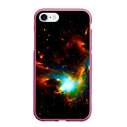 Чехол iPhone 7/8 матовый Галактика, цвет: 3D-малиновый