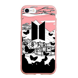 Чехол iPhone 7/8 матовый BTS, цвет: 3D-светло-розовый