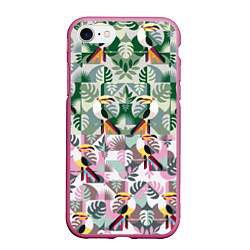 Чехол iPhone 7/8 матовый Туканы, цвет: 3D-малиновый