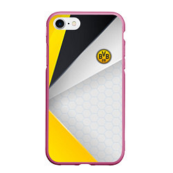 Чехол iPhone 7/8 матовый FC Borussia, цвет: 3D-малиновый