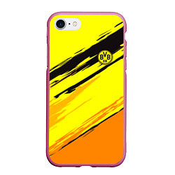 Чехол iPhone 7/8 матовый FC Borussia, цвет: 3D-малиновый