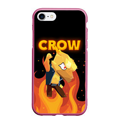 Чехол iPhone 7/8 матовый BRAWL STARS CROW, цвет: 3D-малиновый