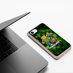 Чехол iPhone 7/8 матовый Minecraft Майнкрафт, цвет: 3D-светло-розовый — фото 2