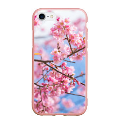 Чехол iPhone 7/8 матовый Ветки Сакуры, цвет: 3D-светло-розовый