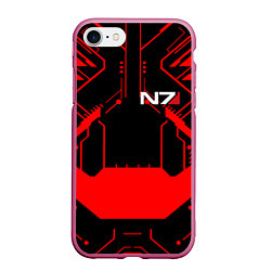 Чехол iPhone 7/8 матовый MASS EFFECT N7, цвет: 3D-малиновый