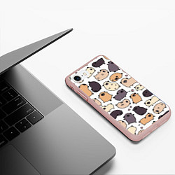 Чехол iPhone 7/8 матовый Милые мопсы, цвет: 3D-светло-розовый — фото 2