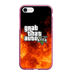 Чехол iPhone 7/8 матовый GTA, цвет: 3D-малиновый