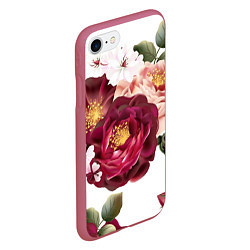 Чехол iPhone 7/8 матовый Розы, цвет: 3D-малиновый — фото 2