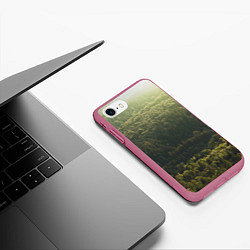 Чехол iPhone 7/8 матовый Летний лес, цвет: 3D-малиновый — фото 2