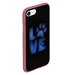 Чехол iPhone 7/8 матовый Любовь к собакам и животным, цвет: 3D-малиновый — фото 2