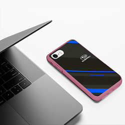 Чехол iPhone 7/8 матовый SUBARU, цвет: 3D-малиновый — фото 2