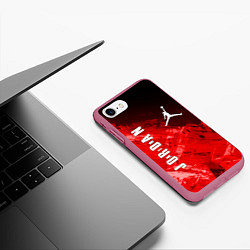 Чехол iPhone 7/8 матовый MICHAEL JORDAN AIR, цвет: 3D-малиновый — фото 2