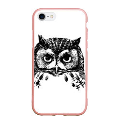 Чехол iPhone 7/8 матовый Сова, цвет: 3D-светло-розовый