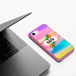 Чехол iPhone 7/8 матовый Катя, цвет: 3D-малиновый — фото 2