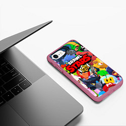 Чехол iPhone 7/8 матовый BRAWL STARS ВСЕ БРАВЛЕРЫ, цвет: 3D-малиновый — фото 2