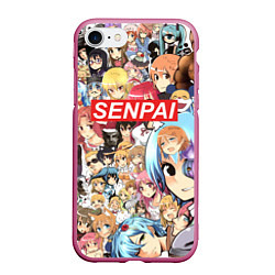 Чехол iPhone 7/8 матовый SENPAI, цвет: 3D-малиновый