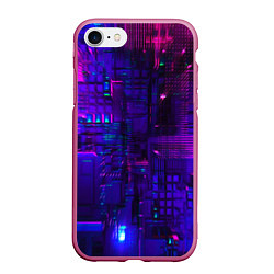 Чехол iPhone 7/8 матовый NEON CUBES, цвет: 3D-малиновый