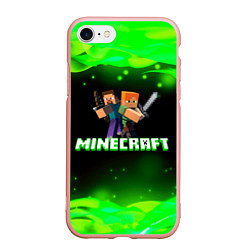Чехол iPhone 7/8 матовый Minecraft 1, цвет: 3D-светло-розовый