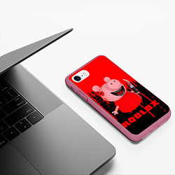 Чехол iPhone 7/8 матовый Roblox Piggy, цвет: 3D-малиновый — фото 2