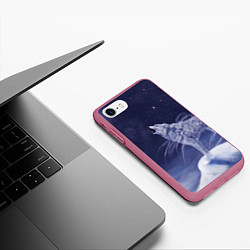 Чехол iPhone 7/8 матовый WOLF WHITE D, цвет: 3D-малиновый — фото 2