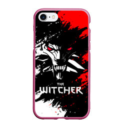 Чехол iPhone 7/8 матовый The Witcher, цвет: 3D-малиновый