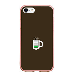 Чехол iPhone 7/8 матовый Батарейка заряд чашка кофе, цвет: 3D-светло-розовый