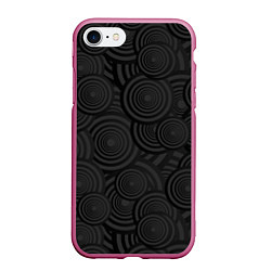 Чехол iPhone 7/8 матовый Круги черный узор геометрия, цвет: 3D-малиновый