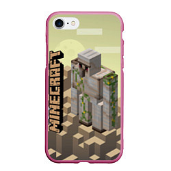 Чехол iPhone 7/8 матовый Minecraft, цвет: 3D-малиновый