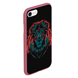 Чехол iPhone 7/8 матовый Лев на закате, цвет: 3D-малиновый — фото 2
