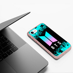 Чехол iPhone 7/8 матовый BTS БТС, цвет: 3D-светло-розовый — фото 2
