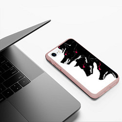 Чехол iPhone 7/8 матовый Волки, цвет: 3D-светло-розовый — фото 2