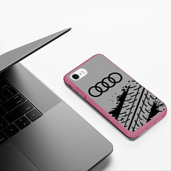 Чехол iPhone 7/8 матовый AUDI АУДИ, цвет: 3D-малиновый — фото 2