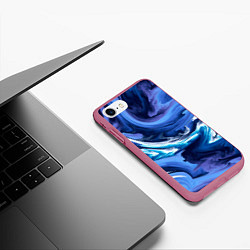 Чехол iPhone 7/8 матовый Абстрактные волны, цвет: 3D-малиновый — фото 2