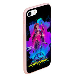 Чехол iPhone 7/8 матовый Cyberpunk 2077, цвет: 3D-светло-розовый — фото 2