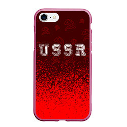 Чехол iPhone 7/8 матовый USSR СССР, цвет: 3D-малиновый