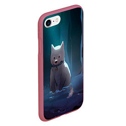 Чехол iPhone 7/8 матовый Одинокий пес в озере слез, цвет: 3D-малиновый — фото 2