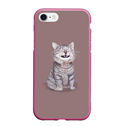 Чехол iPhone 7/8 матовый Котёнок ыыы, цвет: 3D-малиновый