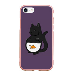 Чехол iPhone 7/8 матовый Довольный кот, цвет: 3D-светло-розовый