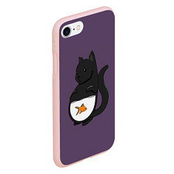 Чехол iPhone 7/8 матовый Довольный кот, цвет: 3D-светло-розовый — фото 2
