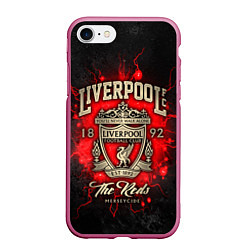 Чехол iPhone 7/8 матовый LIVERPOOL FC, цвет: 3D-малиновый