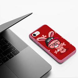Чехол iPhone 7/8 матовый Модный зайка, цвет: 3D-малиновый — фото 2