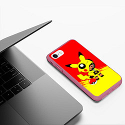 Чехол iPhone 7/8 матовый Brawl starsLeon pikachu, цвет: 3D-малиновый — фото 2