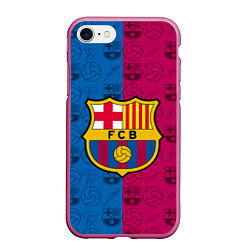 Чехол iPhone 7/8 матовый FC BARCELONA, цвет: 3D-малиновый