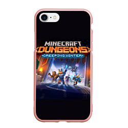 Чехол iPhone 7/8 матовый Minecraft Dungeons, цвет: 3D-светло-розовый